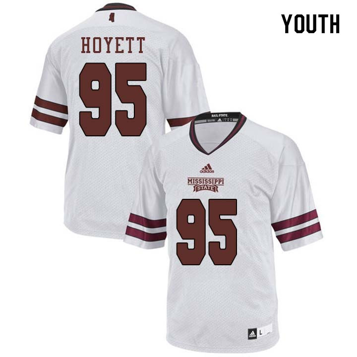 Youth #95 Braxton Hoyett Mississippi State Bulldogs College Football Jerseys Sale-White - Click Image to Close